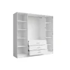 Armoire KALISTA 200 cm blanc mat 4 portes battantes, 2 miroirs, 3 tiroirs