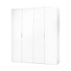 Armoire Knoxville, Armoire de chambre avec 4 portes battantes, Armoire avec 2 Etageres, 180x52h200 cm, Blanc