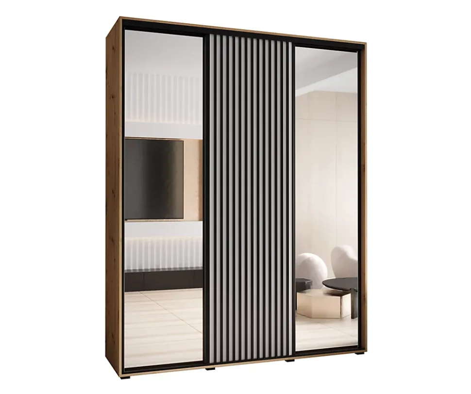 Armoire Lanko 2 a portes coulissantes H. 235,2 x L. 200 x P. 60 3 portes
