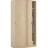 Armoire Lansing, Armoire de chambre avec 2 portes coulissantes, Armoire avec Etagere et tringle à vêtements, 100x50h200 cm, Chêne