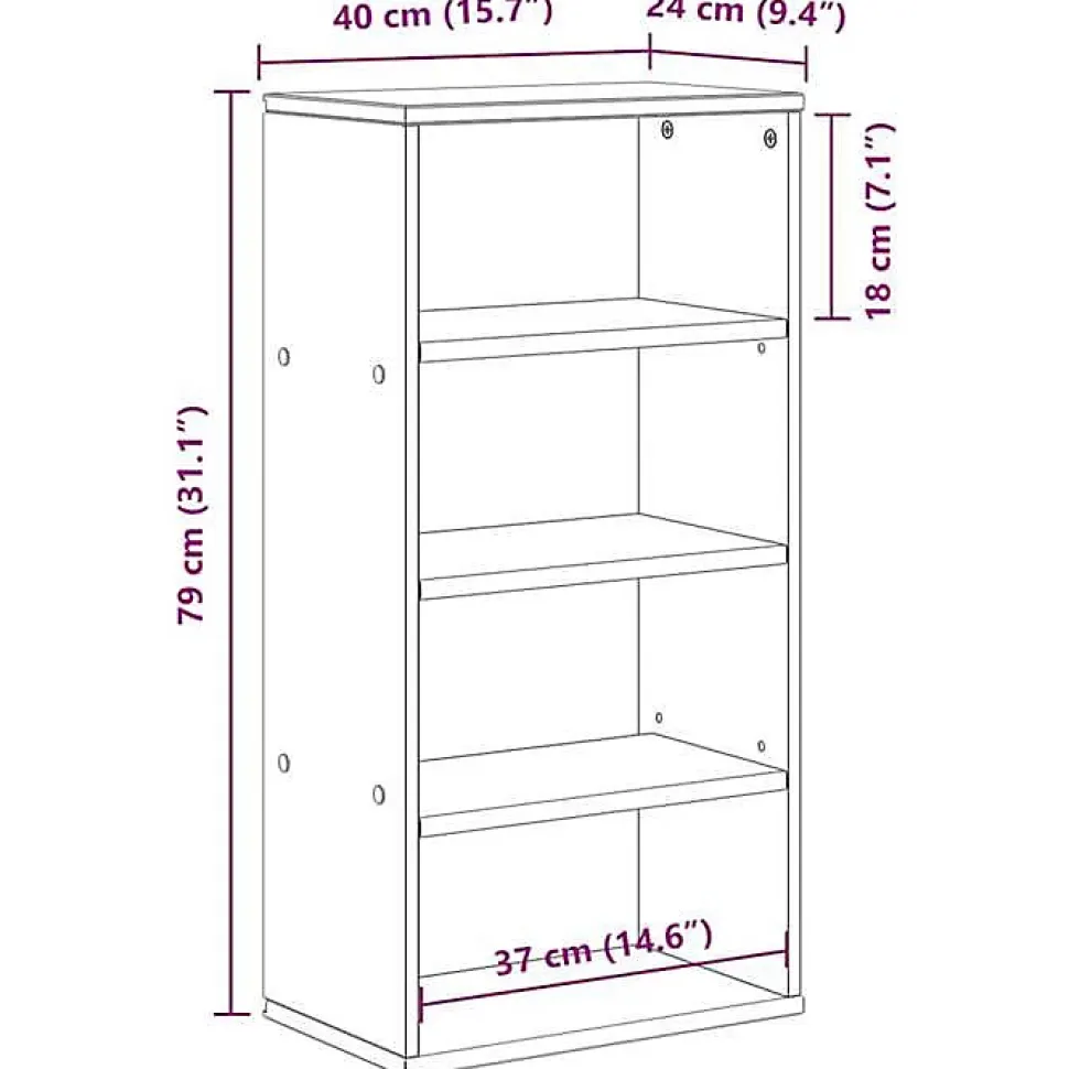 Armoire latérale ODDA 40x24x79 cm bois massif pin vidaXL