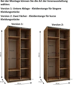 Armoire Lux 1 à portes battantes H. 245,5 x L. 100 x P. 64, 2 portes