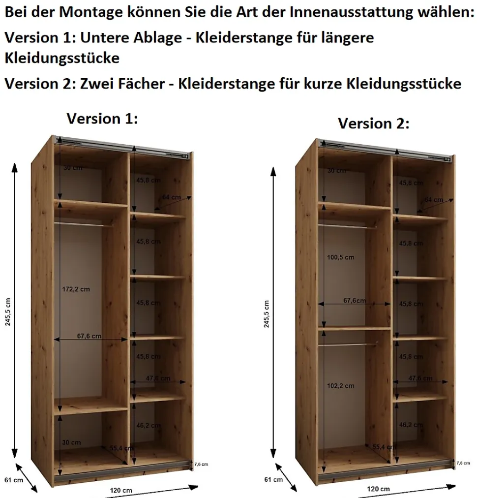 Armoire Lux 2 à portes battantes H. 245,5 x L. 120 x P. 64, 2 portes