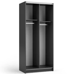Armoire LYSIA 80 cm noir mat 2 portes coulissantes avec miroir