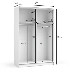 Armoire LYSIA 80 cm noir mat 2 portes coulissantes avec miroir
