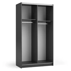 Armoire LYSIA 100 cm noir mat 2 portes coulissantes avec miroir