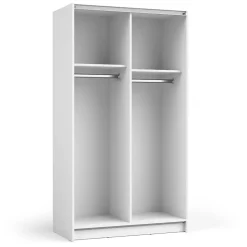 Armoire LYSIA 2 portes coulissantes avec miroir 100 x 182 x 55 cm Coloris blanc