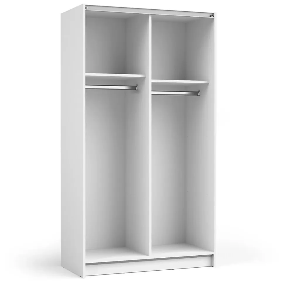 Armoire LYSIA 2 portes coulissantes avec miroir 100 x 182 x 55 cm Coloris blanc