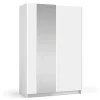 Armoire LYSIA 2 portes coulissantes avec miroir 120 x 182 x 55 cm Coloris blanc