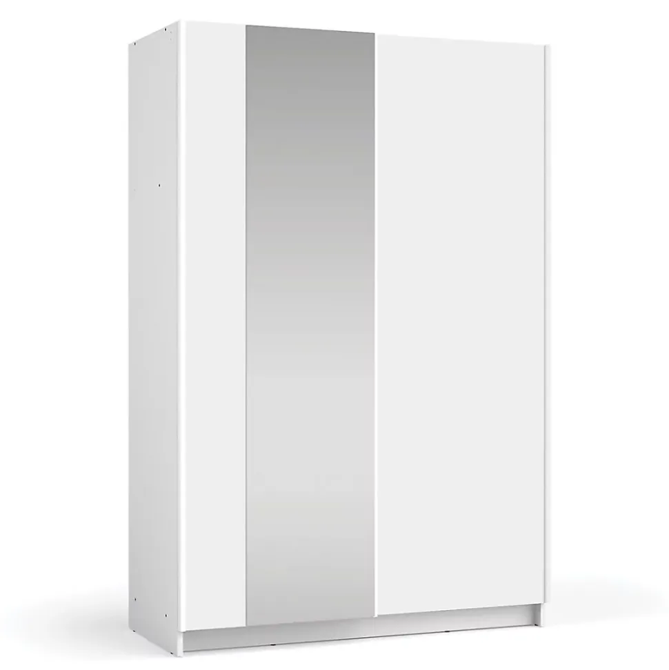 Armoire LYSIA 2 portes coulissantes avec miroir 120 x 182 x 55 cm Coloris blanc