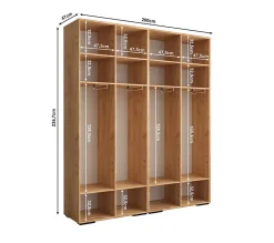 Armoire Manhattan a portes battantes H. 236,7 x L. 300 x P. 47, 6 portes