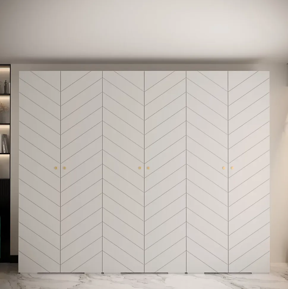 Armoire Manhattan Ryfel 4 a portes battantes H. 236,7 x L. 300 x P. 47, 6 portes