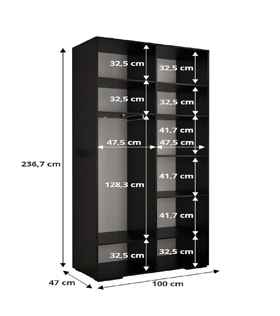 Armoire Manhattan Ryfel 8 a portes battantes H. 236,7 x L. 200 x P. 47, 4 portes
