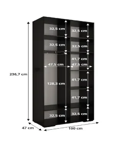 Armoire Manhattan Ryfel 5 a portes battantes H. 236,7 x L. 100 x P. 47, 2 portes