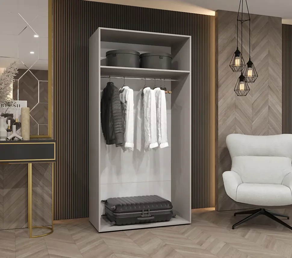 Armoire Marbella 1 a portes battantes H. 202 x L.100 x P. 52, 2 portes