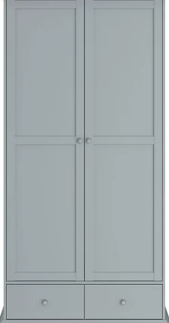 Armoire MARGAUX 2 portes 2 tiroirs gris galet L104 P53 H202 cm panneaux 15 mm