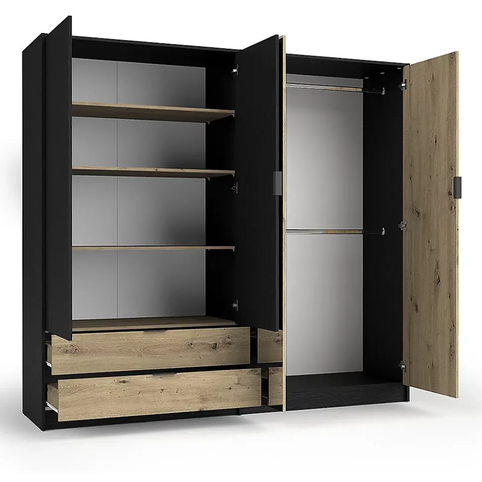 Armoire MELODY - design moderne avec miroir et multiples espaces de rangement