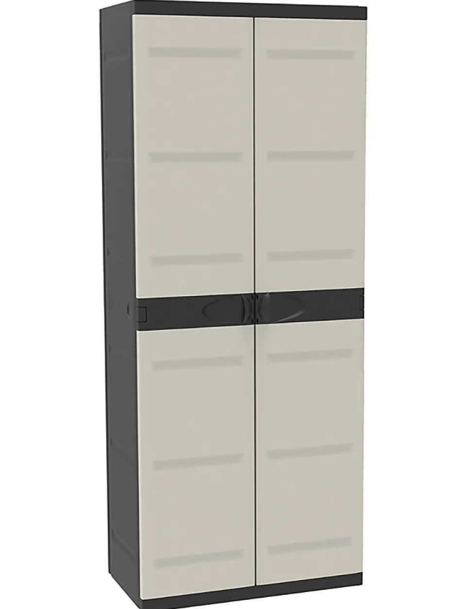 Armoire meuble de rangement 2 portes, intérieur/extérieur coloris noir/taupe - Longueur 70 x Profondeur 44 x Hauteur 176 cm