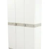 Armoire meuble de rangement 3 portes intérieur/extérieur coloris beige - L. 105 X P. 44 X H. 176 Cm