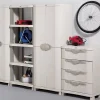 Armoire meuble de rangement 2 portes intérieur/extérieur coloris beige - Longueur 70 x Profondeur 45 x Hauteur 184 cm