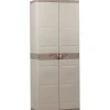 Armoire meuble de rangement 2 portes, intérieur/extérieur coloris beige - Longueur 70 x Profondeur 44 x Hauteur 176 cm