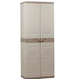 Armoire meuble de rangement 2 portes, intérieur/extérieur coloris beige - Longueur 70 x Profondeur 44 x Hauteur 176 cm