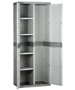 Armoire meuble de rangement 2 portes, intérieur/extérieur coloris beige - Longueur 70 x Profondeur 44 x Hauteur 176 cm