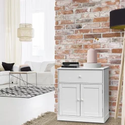 Armoire Meuble de salle de bains avec Tiroir 2 Portes en bois Blanc