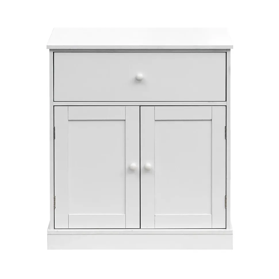 Armoire Meuble de salle de bains avec Tiroir 2 Portes en bois Blanc
