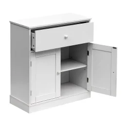 Armoire Meuble de salle de bains avec Tiroir 2 Portes en bois Blanc