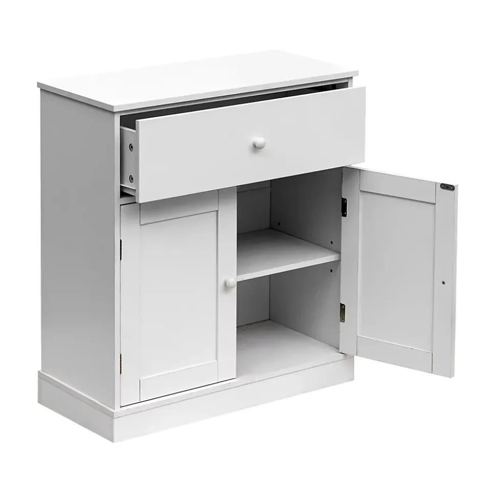Armoire Meuble de salle de bains avec Tiroir 2 Portes en bois Blanc
