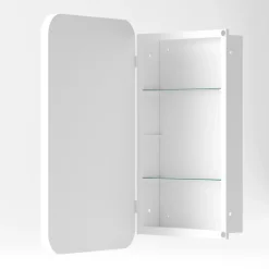 Armoire Miroir Murale - Meuble de Salle de Bain avec Rangement et Étagères Réglables, Cadre Métal, Meuble de Rangement Blanc
