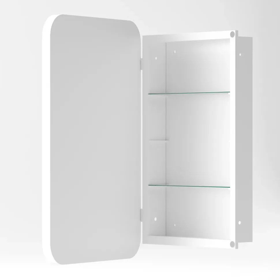 Armoire Miroir Murale - Meuble de Salle de Bain avec Rangement et Étagères Réglables, Cadre Métal, Meuble de Rangement Blanc