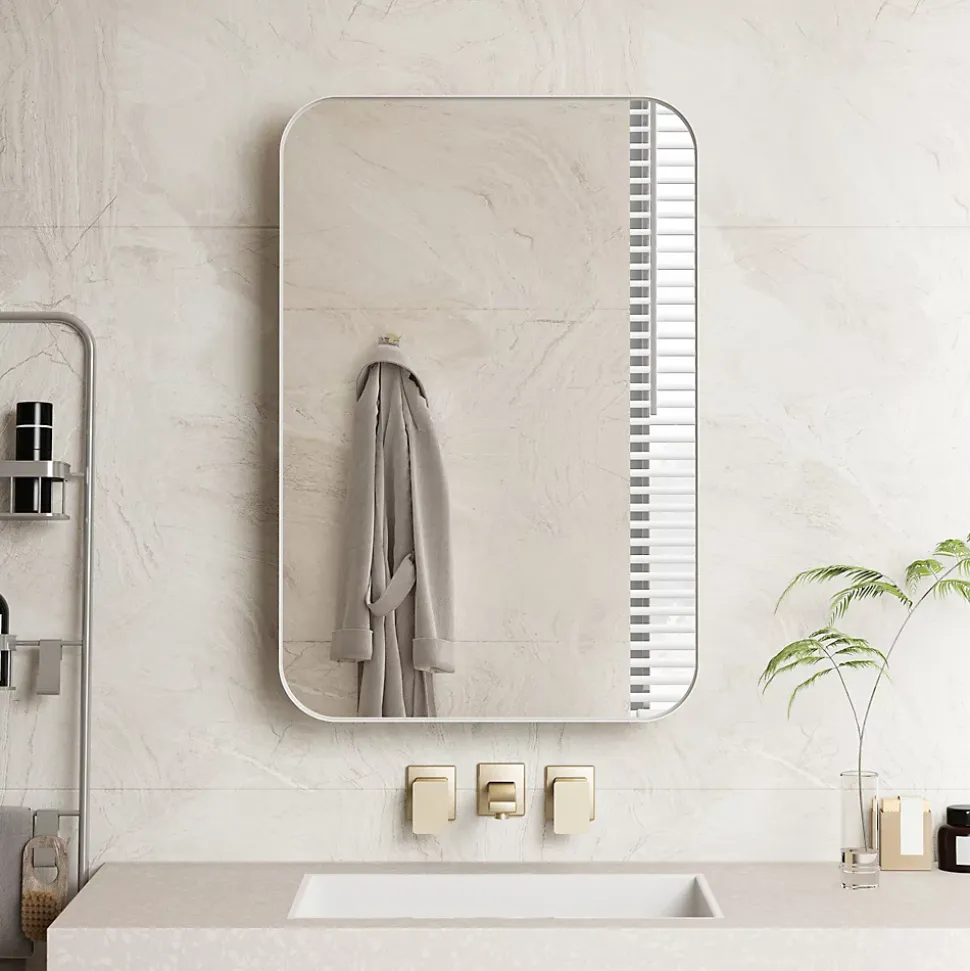 Armoire Miroir Murale - Meuble de Salle de Bain avec Rangement et Étagères Réglables, Cadre Métal, Meuble de Rangement Blanc