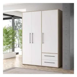 Armoire MOKKARIS Chene Sonoma Blanc mat 3 portes 144,4 x 58,8 x 200,1 cm