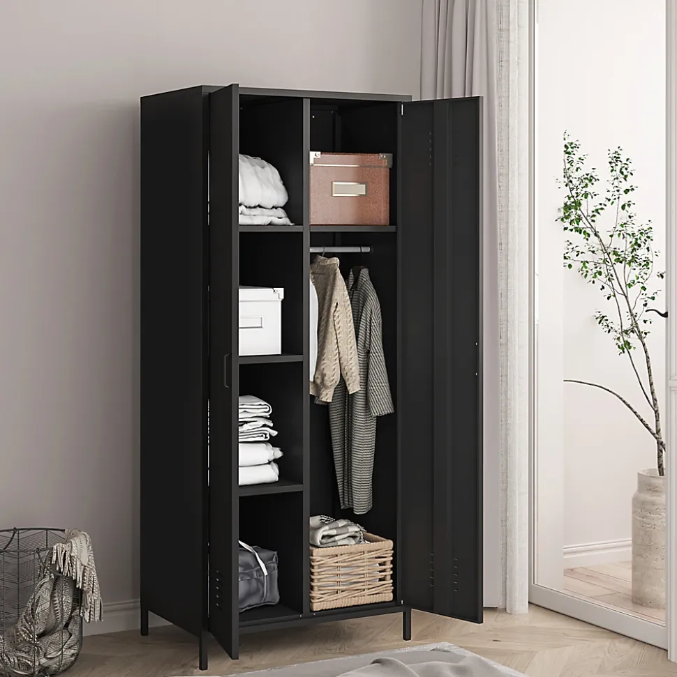 Armoire métallique Seinäjoki acier 180 x 76 x 50 cm noir mat en.casa