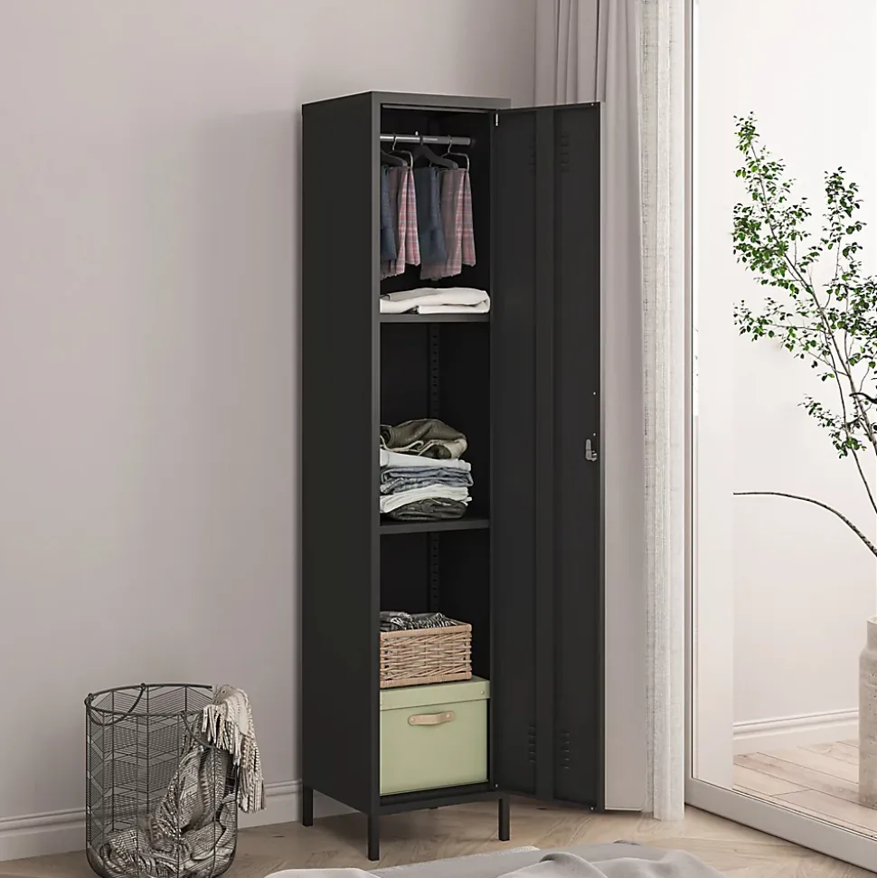 Armoire métallique Seinäjoki acier 180 x 38 x 38 cm noir mat en.casa