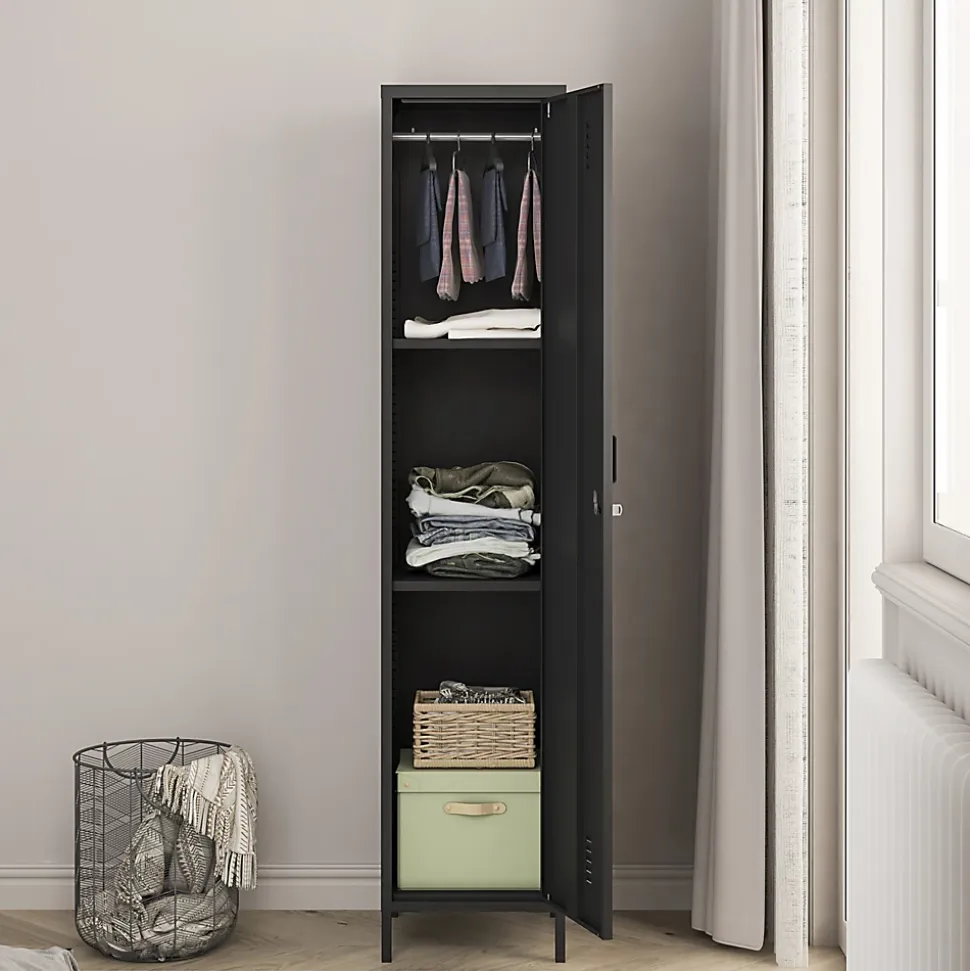 Armoire métallique Seinäjoki acier 180 x 38 x 38 cm noir mat en.casa