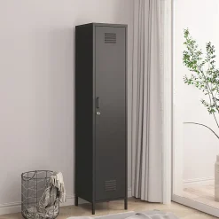 Armoire métallique Seinäjoki acier 180 x 38 x 38 cm noir mat en.casa