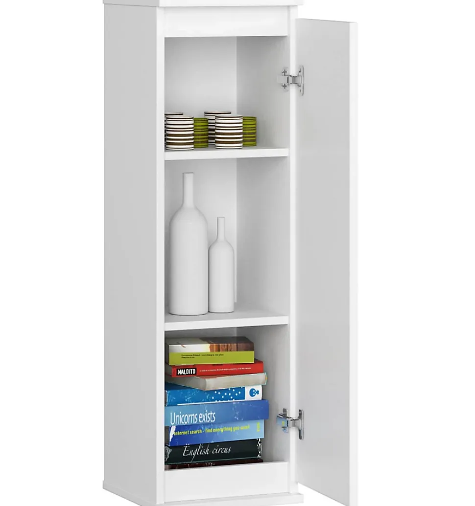 Armoire murale AKORD W30 Blanche 30 cm 1 porte façade Blanche 3 étagères 30x30x99 cm