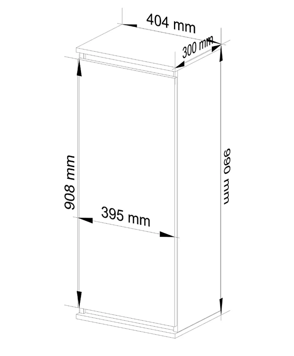 Armoire murale AKORD W40 Blanche 40 cm 1 porte façade Blanche 3 étagères 40x30x99 cm
