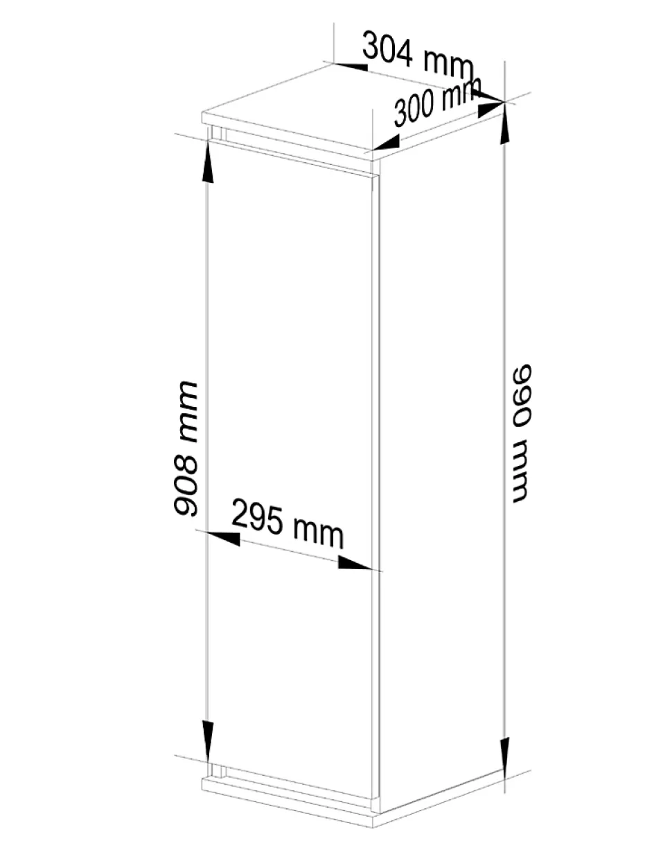 Armoire murale AKORD W30 Blanche 30 cm 1 porte façade Chêne Sonoma 3 étagères 30x30x99 cm