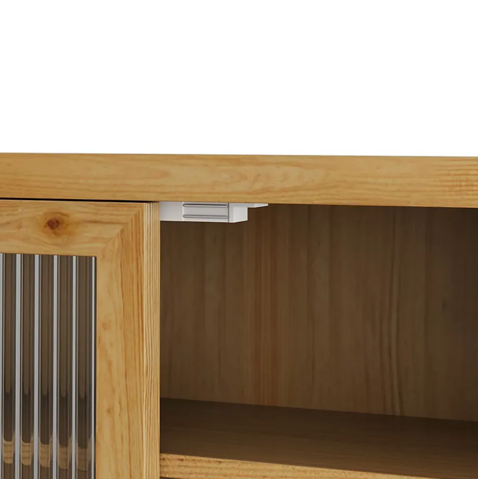 Armoire Murale avec Portes Vitrées et Porte-Serviettes, Meuble de Salle de Bain en Bois Massif, Étagères - 60x18x60 cm - Naturel