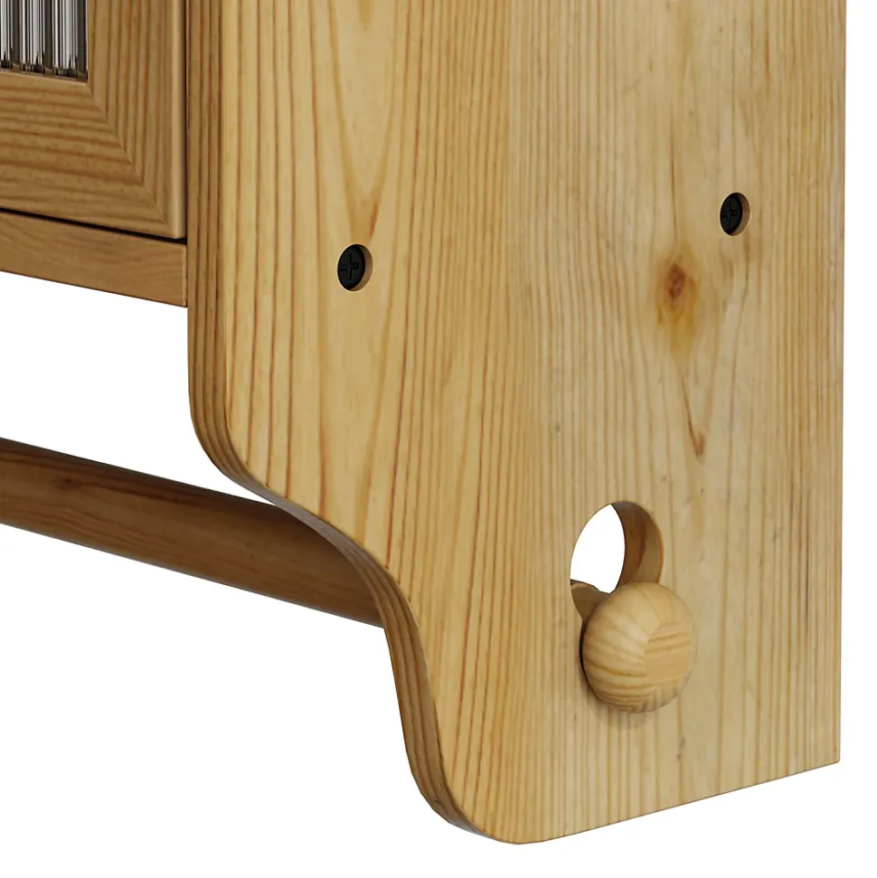 Armoire Murale avec Portes Vitrées et Porte-Serviettes, Meuble de Salle de Bain en Bois Massif, Étagères - 60x18x60 cm - Naturel