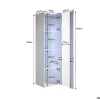 Armoire Murale Vitrine LED - 40 x 170 x 29cm - Blanc Finition brillante - 4 compartiments 4 vitrines - Rangement - NORA V5