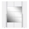 Armoire NARAGO Blanc Mat 200x61x210 cm 4 portes miroir 10 tablettes 2 tringles