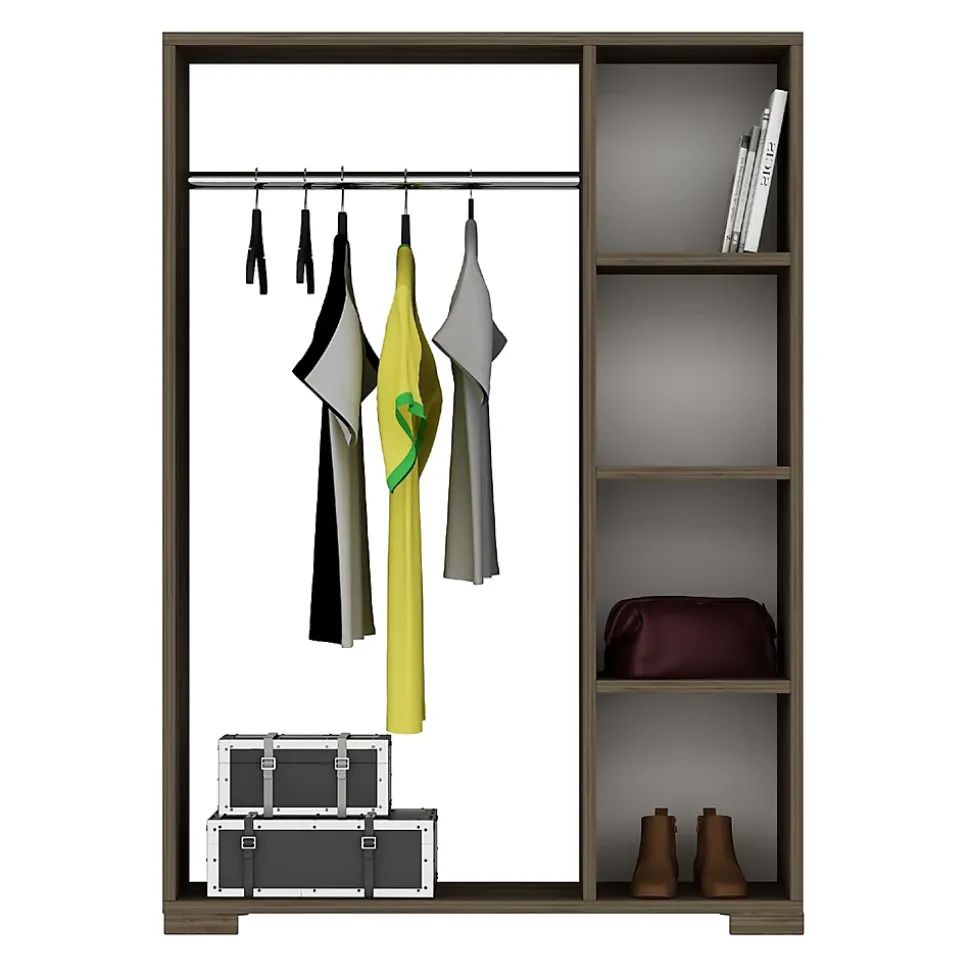 Armoire Nesbyen avec 4 compartiments de stockage 123 x 90 x 30 cm effet noyer en.casa