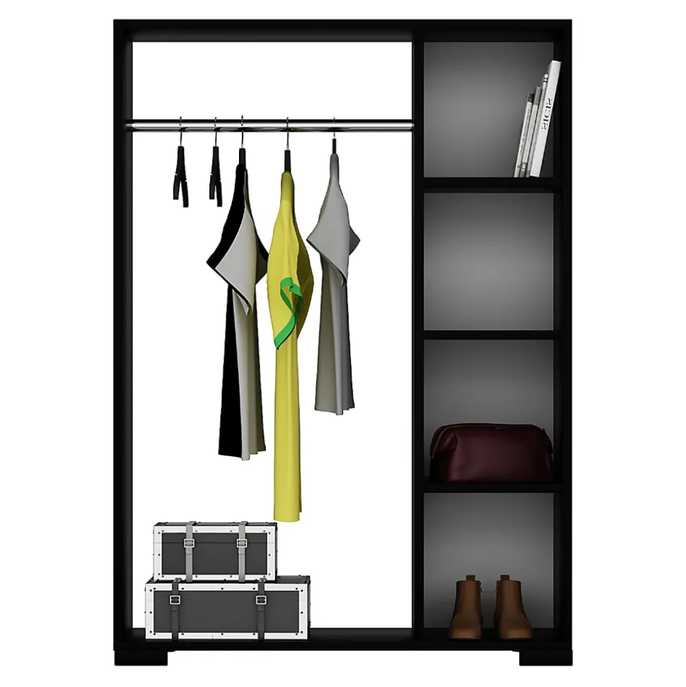 Armoire Nesbyen avec 4 compartiments de stockage 123 x 90 x 30 cm noir en.casa