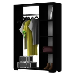 Armoire Nesbyen avec 4 compartiments de stockage 123 x 90 x 30 cm noir en.casa