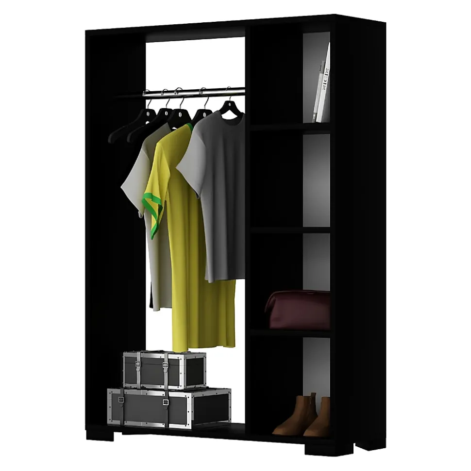 Armoire Nesbyen avec 4 compartiments de stockage 123 x 90 x 30 cm noir en.casa